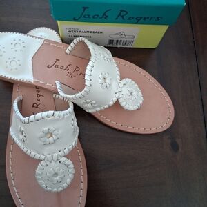 Jack Rogers White Leather Sandal - West Palm Beach